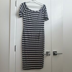 Striped Navy and Gray Women's Dress